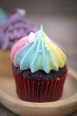 Tasty cupcakes Homemade  muffin  with cream buttercream for birthday, valentine, and christmas holliday