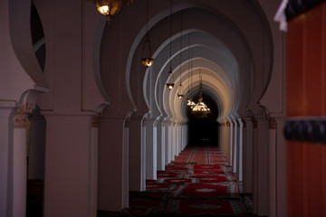 Inside of the mosque in Marralesh Morocco