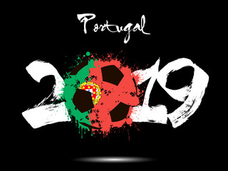 2019 New Year and a soccer ball as flag Portugal