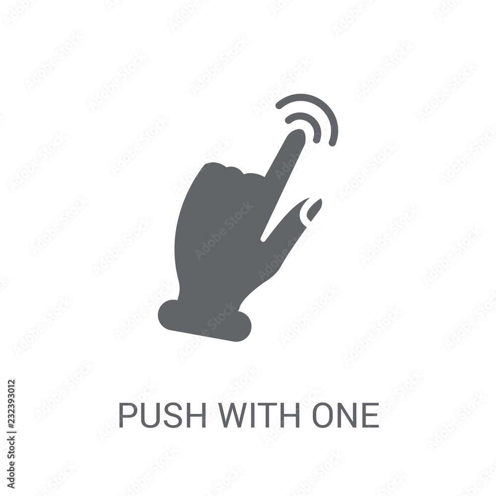 Aufkleber push with one finger to slide icon. trendy push with one finger to slide logo concept on white backg
