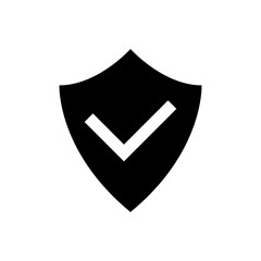 Shield and check mark glyph icon