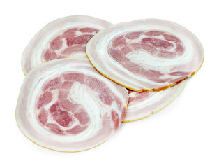 ham slices isolated on white background