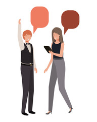 couple of business with speech bubble avatar character