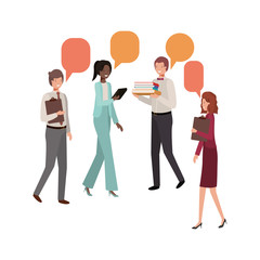 group of people business with speech bubble