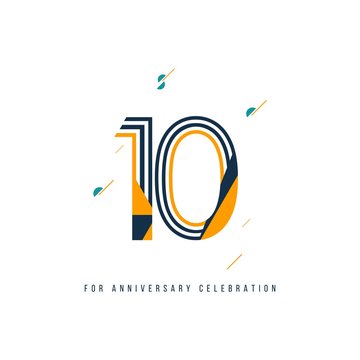 10 Year Retro Anniversary Celebration Vector Template Design Illustration