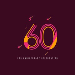 60 Year Retro Anniversary Celebration Vector Template Design Illustration