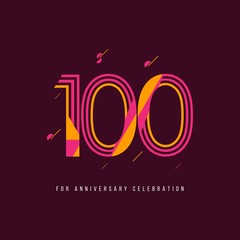 100 Year Retro Anniversary Celebration Vector Template Design Illustration