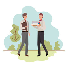 business men in landscape avatar character