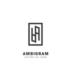 Ambigram letter U A logo abstract line outline monogram style