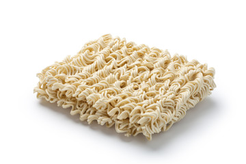 Dry instant noodles on white background