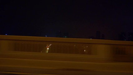 night time wuhan city traffic street road trip pov side panorama 4k china
