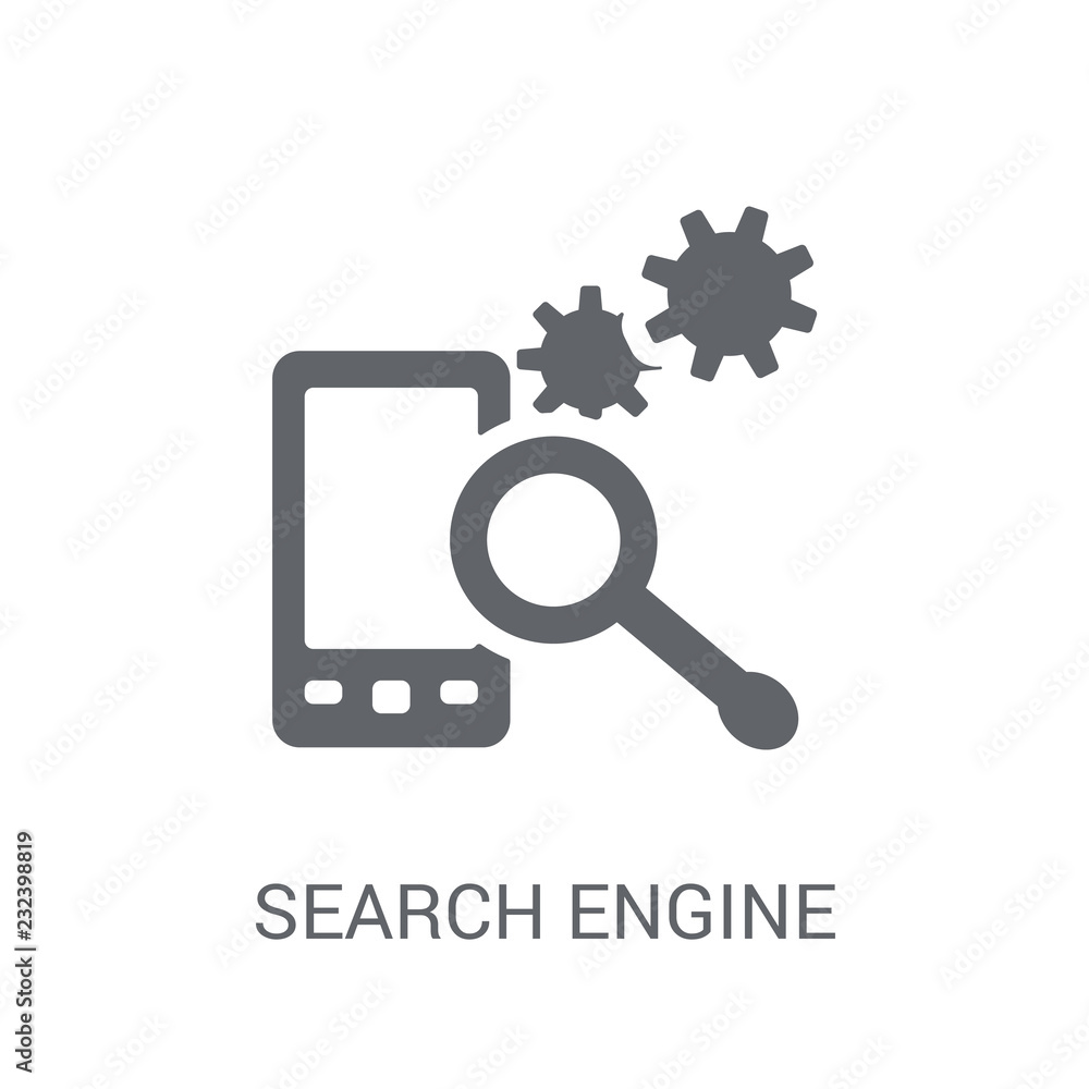 Poster search engine icon. trendy search engine logo concept on white background from programming collectio