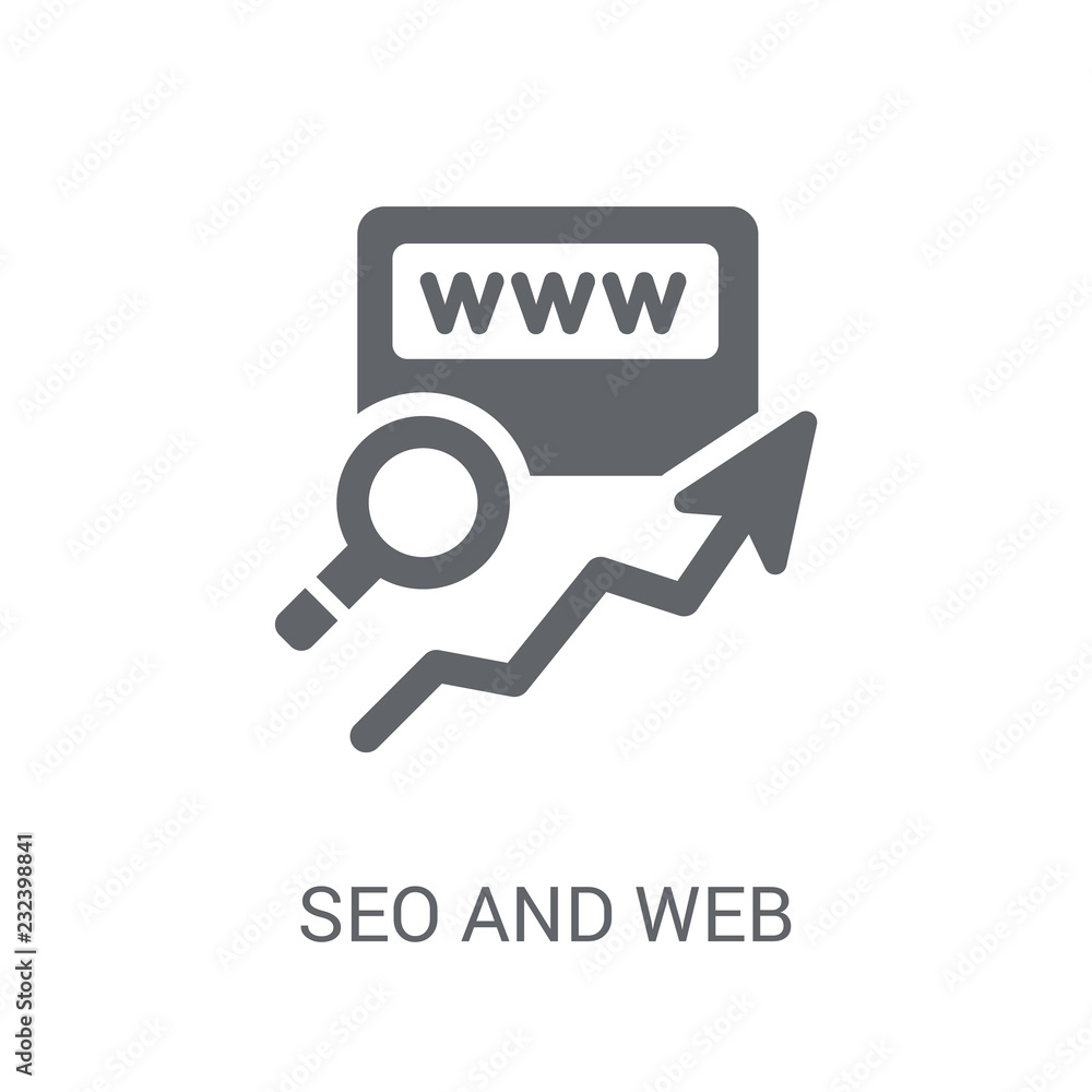 Poster seo and web icon. trendy seo and web logo concept on white background from programming collection