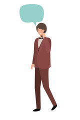 business man wit smartphone and speech bubble