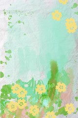 painterly colorful abstract on paper, paint, ink splash and watercolors hand painted unique background design
