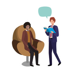 business men with speech bubble avatar character