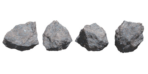  rocks set isolated on white background.