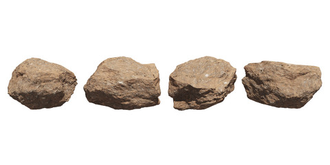  rocks set isolated on white background.