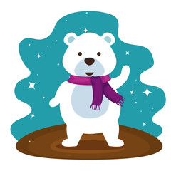 snow bear with scarf to christmass celebrate