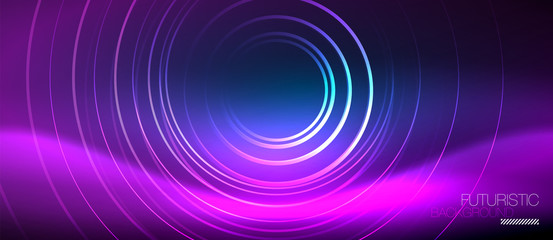 Neon glowing circles background