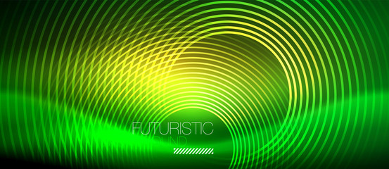 Neon glowing techno lines, hi-tech futuristic abstract background template with square shapes