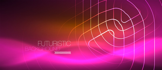 Color shiny neon lights background with abstract lines