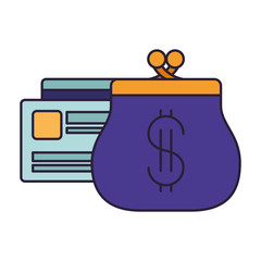 coin purse with credit card isolated icon