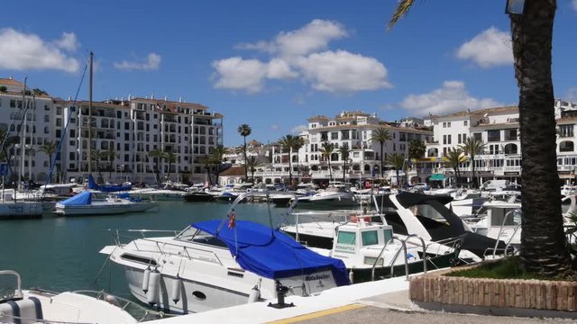 Spanish Marina in Puerto de La Duquesa in The Costa del Sol in Spain.
Camera = Static shot of Marina