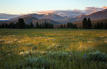 The Little Alps rise above meadows in Oregon State