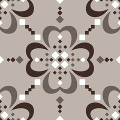Large scale Fair Isle style brown beige seamless pattern