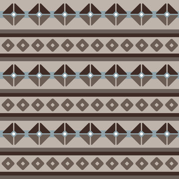 Fair Isle brown beige blue geometric seamless pattern