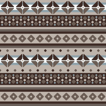 Fair Isle beige seamless pattern with stripes and rhombus
