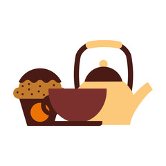 coffee maker cup and cupcake