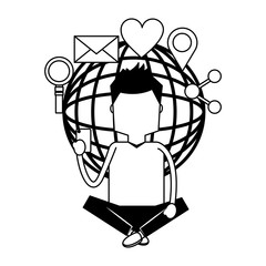 man using mobile social media