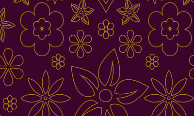 seamless floral pattern with golden paisley flowers