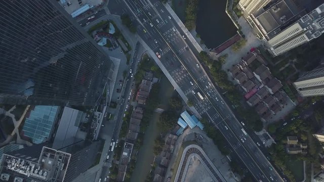 Aerial shot of liede highway with heavy traffic on a sunny day in the afternoon Guangzhou, China