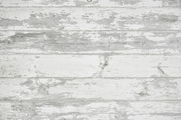 Old weathered wood surface with long boards lined up. Wooden planks on a wall or floor with grain and texture. Light neutral flat faded tones.