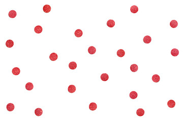 Red glitter confetti paper cut on white background - isolated