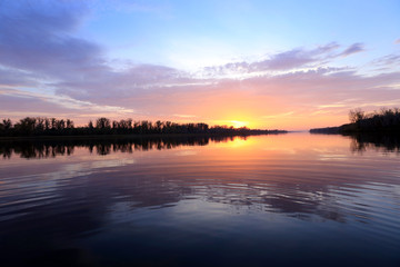 magnificent sunset over the river