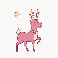 Fototapeta na wymiar Cute Xmas deer character. Vector illustration.