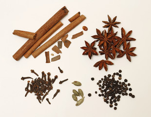 Cinnamon, clove, anise and other condiments for punch