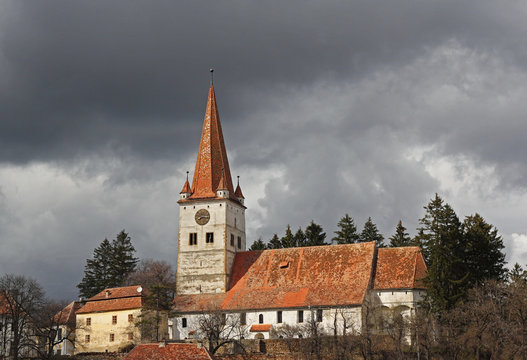 Cincu Fortress Under The Dark Clouds