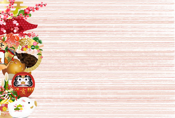 亥　和紙　年賀状　背景 