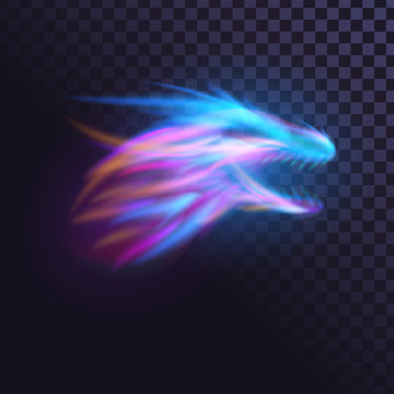Fire dragon on a transparent background, flame, glowing head of monster