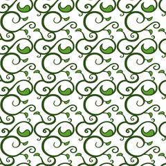 Seamless floral background with green leaf