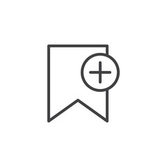 Add bookmark outline icon. linear style sign for mobile concept and web design. Bookmark plus simple line vector icon. Symbol, logo illustration. Pixel perfect vector graphics