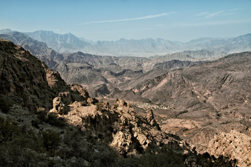 General view of the mountains of Wadi Bani Awf in Western Hajar