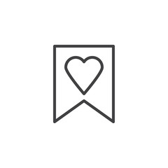 Heart bookmark outline icon. linear style sign for mobile concept and web design. Favorite bookmark simple line vector icon. Symbol, logo illustration. Pixel perfect vector graphics