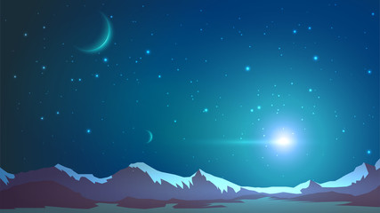 Fantastic mountain landscape, another planet, mars