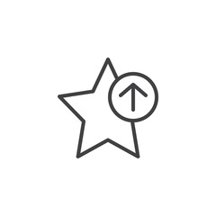 Share favorite bookmark star outline icon. linear style sign for mobile concept and web design. Bookmark upload simple line vector icon. Symbol, logo illustration. Pixel perfect vector graphics